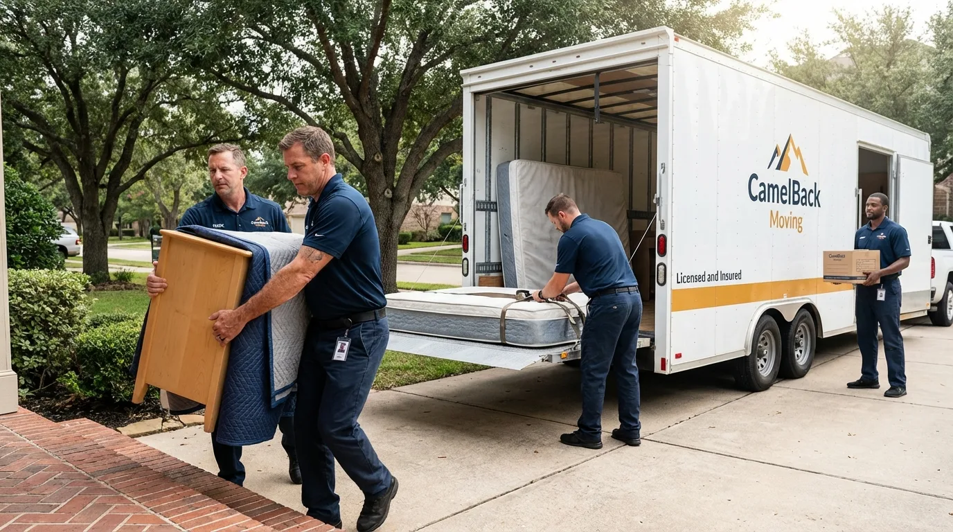 Crew loading residential truck for cross-state move from Pawling, NY